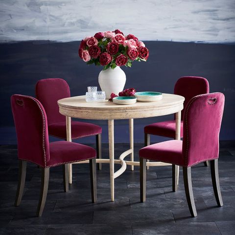 Stafford Velvet Dining Chair - Raspberry In 2020 | Dining Chairs ... throughout Creating Lasting Impressions Through Thoughtful Dining Room Selection